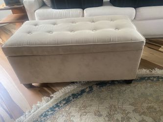 Faux suede storage ottoman