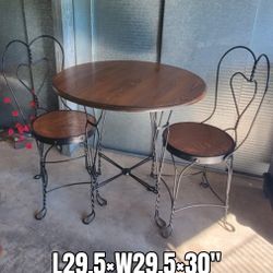 Patio Table With 2 Chairs Refinished Black And Wood