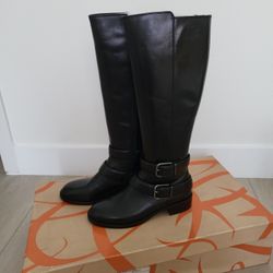 Via Spiga Bernadette Knee High Black Leather Boots