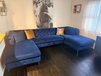 3pc Velvet Sectional in Navy
