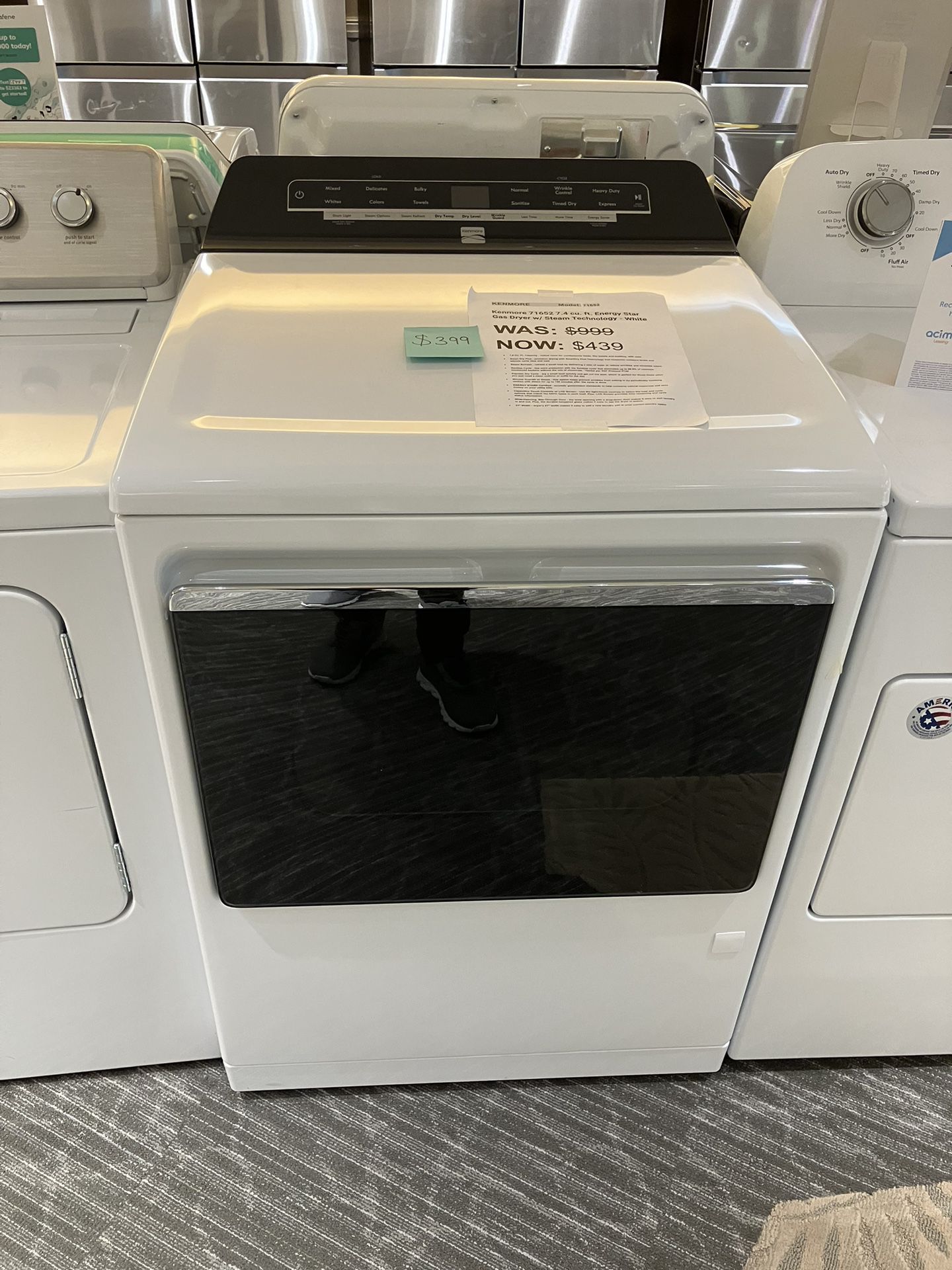Kenmore 71652 7.4 cu. ft. Energy Star Gas Dryer w/ Steam Technology - White