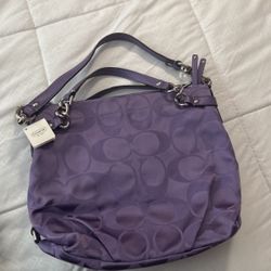 Purple,coach Brand Name Hand Bag