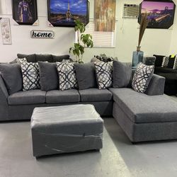 Grey Sectional With Designed Pillows ‼️new I’m Stock‼️