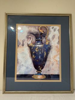 Large Framed Classical Vase Art Print – 40” Decorative Wall Art Under Glass