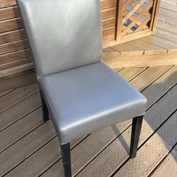 Solid Chair, Grey Pleather Black Legs