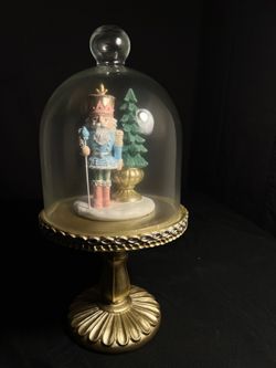 (4)Pastel Nutcracker With Tree Tabletop Cloche Decor By Ashland 13"