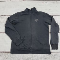 Harley-Davidson motorcycle Womens Full Zip Sweatshirt Black Long Sleeve logo med