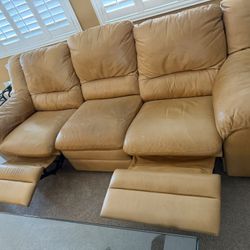 Leather Sofa With Recliners At Both Ends 