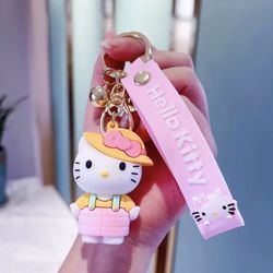 Kawaii Anime Sanrio Figure Hello Kitty Keychain Model Cartoon Cat Pendant for Bag purse Ornament Toys for Girls Kids Gifts Car Decoration Animal  key 