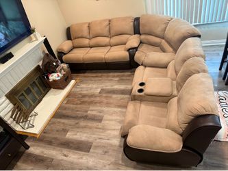 Beige Three Piece Sofa bed Sectional