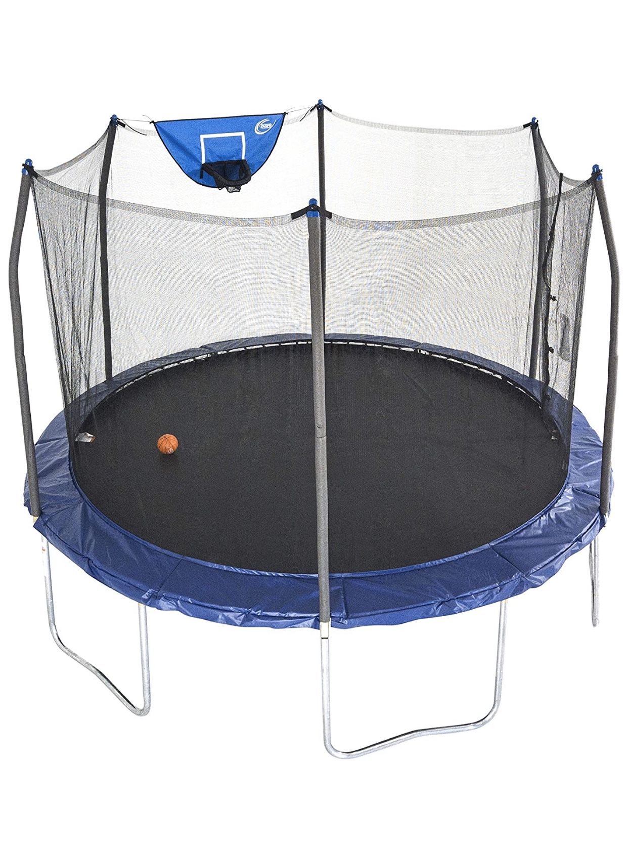 Skywalker Trampolines 12-Foot Jump N’ Dunk Trampoline with Enclosure Net - Basketball Trampoline