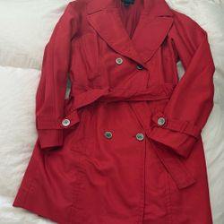 Anne Klein Belted Women’s Red  Light Weight Jacket Size 8 Fits Like A  Medium. 