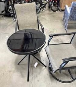Newly Assembled Outdoor Dining Table & Chairs w/ High Back and coffee table