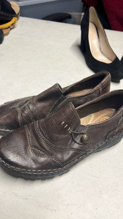 Clarks Brown Leather Slip-On Shoes
