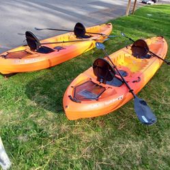 Two Lifetime Spitfire 12 Ft Tandem Kayaks.