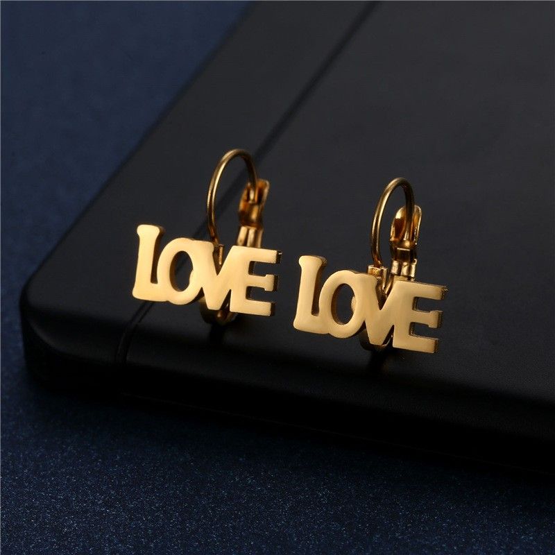"Simple Love Letter Stainless Steel Earrings for Women, 55EGL1190
 
 