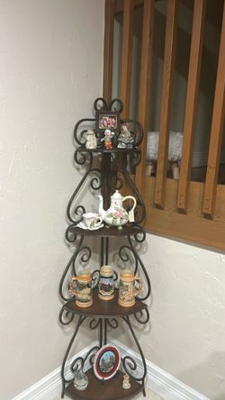 4-Tier Corner Metal Scroll Shelf