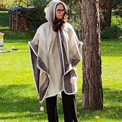 Alpaca Long Hooded Poncho 