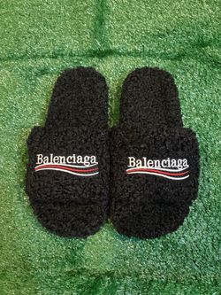 Balenciaga Furry Slide Slippers Black