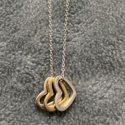 Sterling Silver Tri Colored Heart Trio Necklace