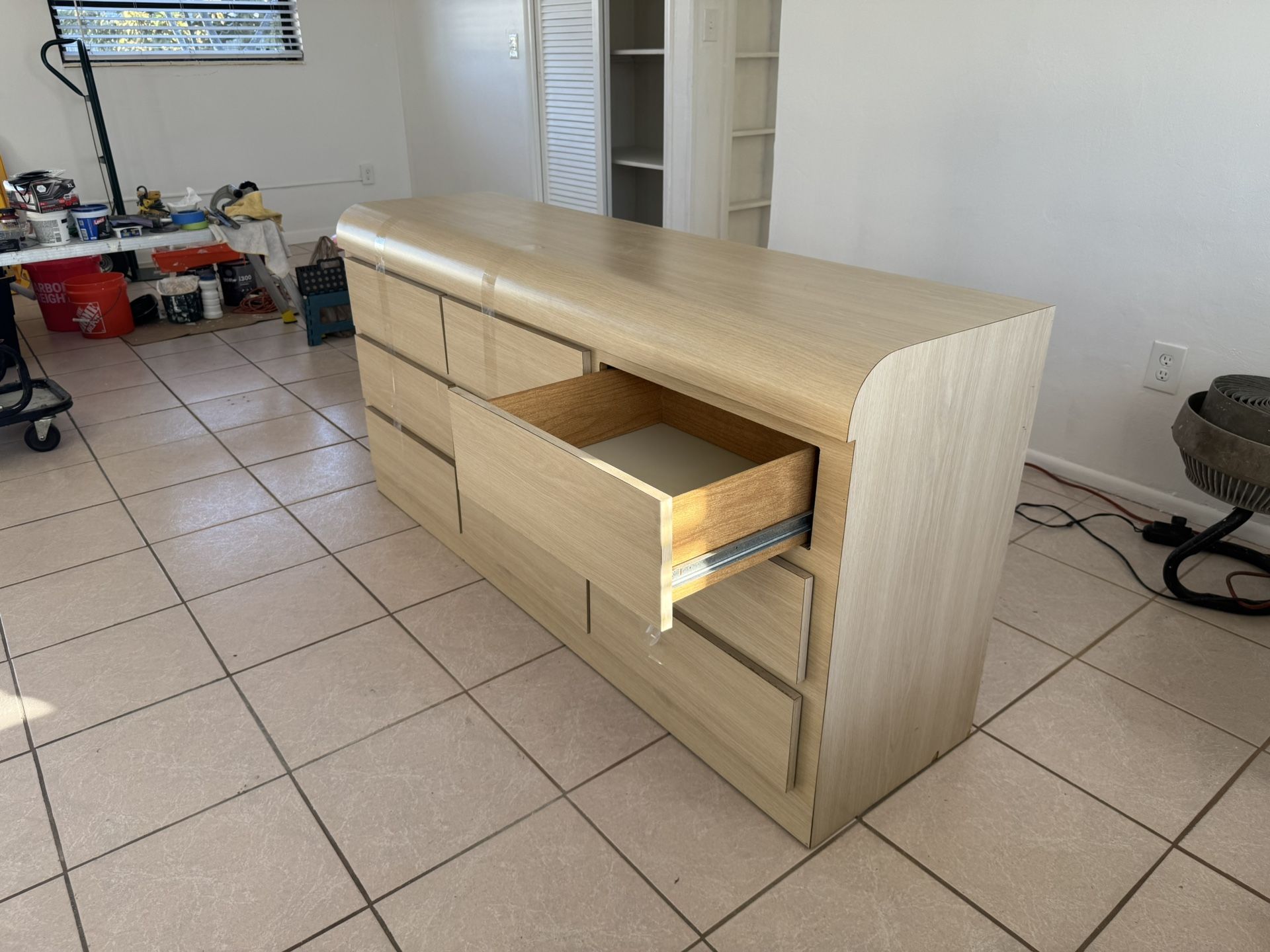 Modern 9-Drawer Wood Dresser – 64” Wide, Very Sturdy • Extra-Wide Modern Dresser | 9 Drawers | 64” • Contemporary Wood-Finish Dresser – Heavy & Stur