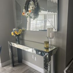 Mirrored  console Table & Wall Mirror
