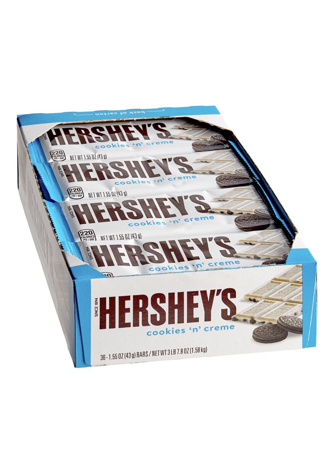 HERSHEY’S Cookies ‘n’ Creme Chocolate Bar 1.55 oz. - 36/Box