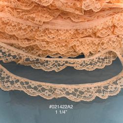 4 Yds of 1 1/4” Gathered Peach Lace #021422A2