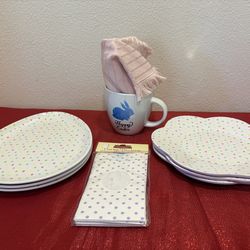 Easter polka dot plates mug gift bags & kitchen towel - Simi valley