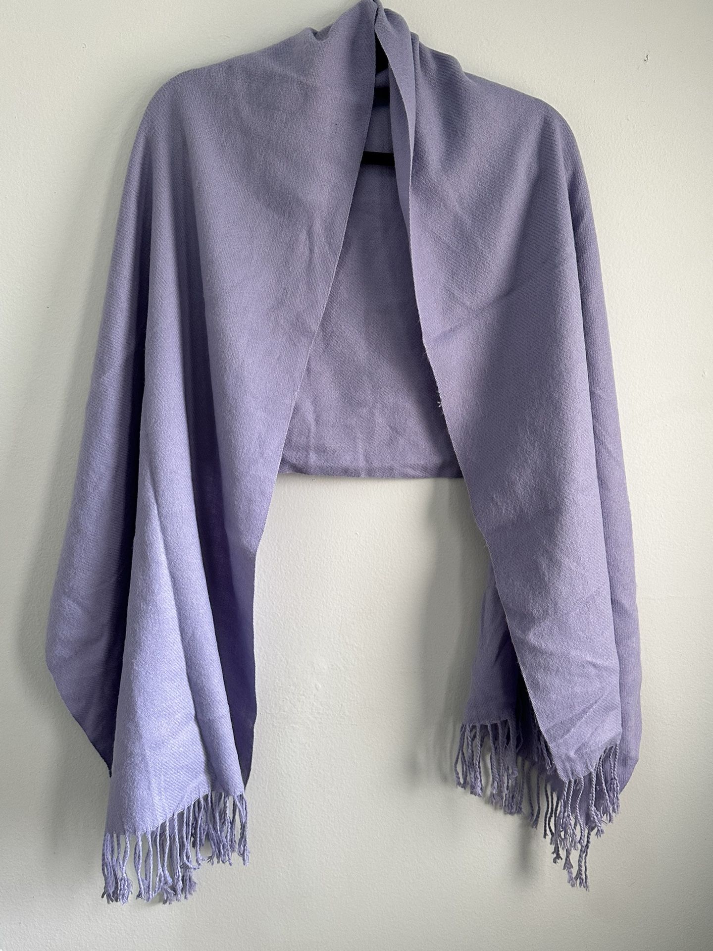 Scarf Women Wool Touch Autumn Winter Warm Purple Fringe 71” X 23” 1/2