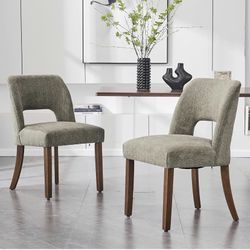 VKNOW Two wooden dining chairs, upholstered in modern fabric, kitchen chair, farm dinner chair for kitchen (the legs are black)