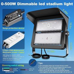 75000LM Dimmable Led Stadium Flood Light 3000W Equivalent Super Bright 0-500w Led Arena Lights 100-277v 5000k Yoke Mount Ip66 Waterproof Outdoor Wall 