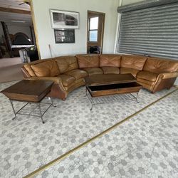 Full Leather Couch With Tables