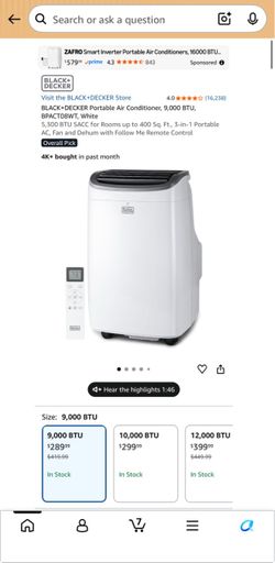 BLACK+DECKER 8,000 BTU Portable Air Conditioner