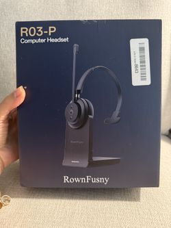 🎧 RownFusny R03-P Computer Headset – Wireless with Mic & Charging Stand 