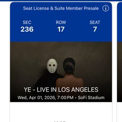 Selling 2 Ye Tickets for April 1st