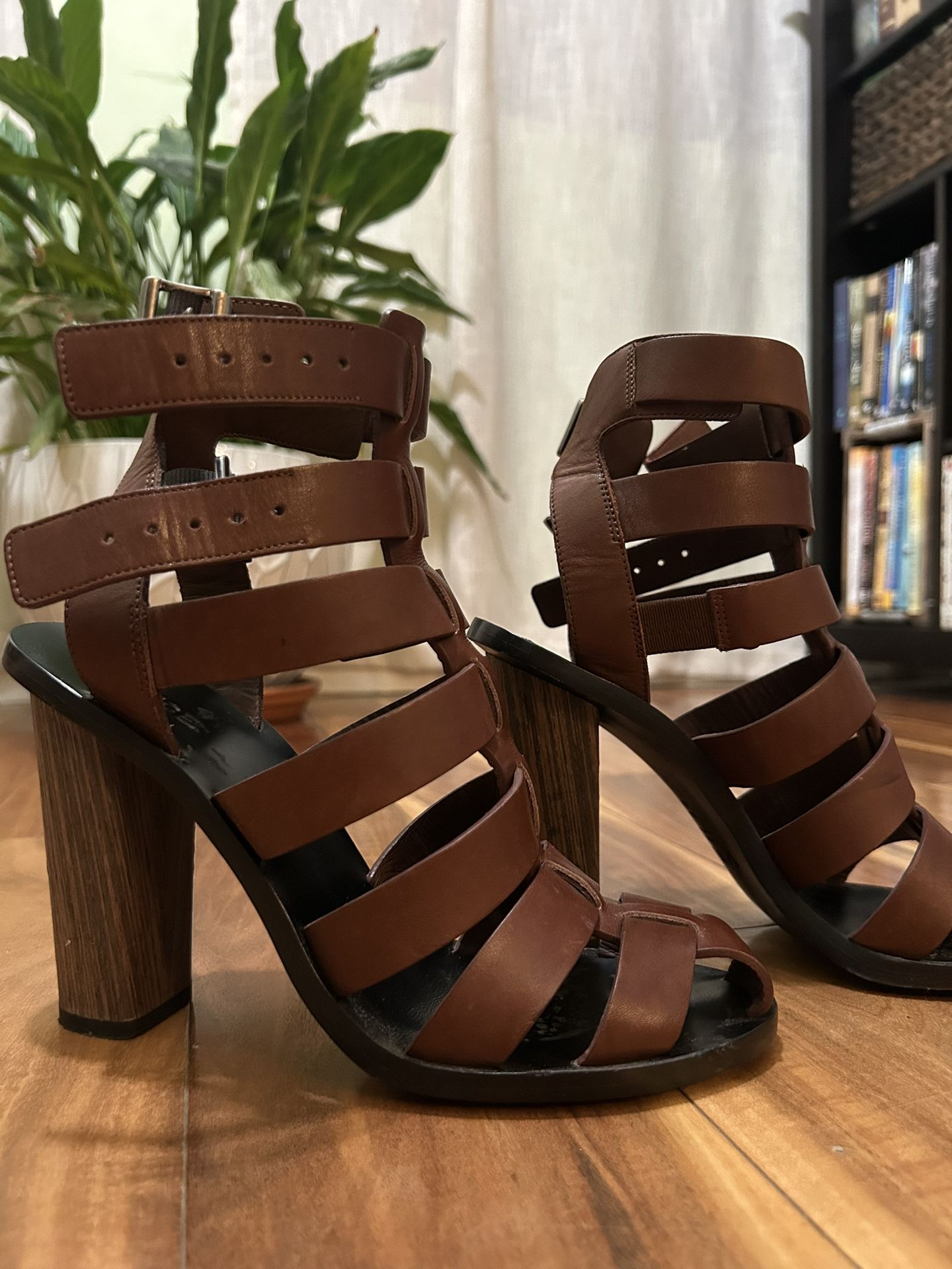 Vince Nicolette Leather Caged Sandal