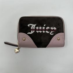 Juicy Couture ~Retro Vibe Double Medium Zip Around Wallet Dusty Blush/Chocolate