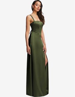 Olive Green Satin Corset Maxi Dress