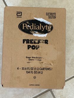 New 64 Pack Pedialyte Electrolyte Solution Freezer Pops, Grape, Raspberry, Cherry, Orange