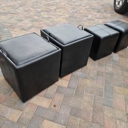 Universal Ottomans Black Leather 