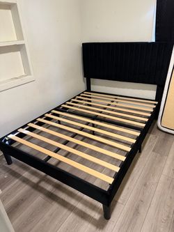 Black velvet bed frame full size