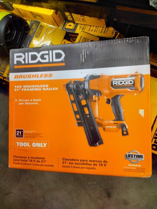 Ridgid 18V Brushless 21° Framing Nailer . Tool-Only
