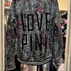 HTF Victoria’s Secret LOVE PINK Rainbow Metallic Sequin Jacket