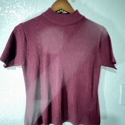 Top Burgundy Knit Top Size S