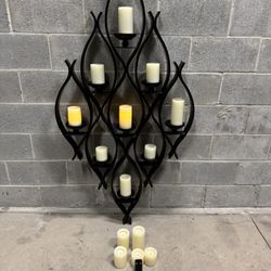 Metal Wall-Mounted Candelabra 32-H64 and the candles with remote  50$cash