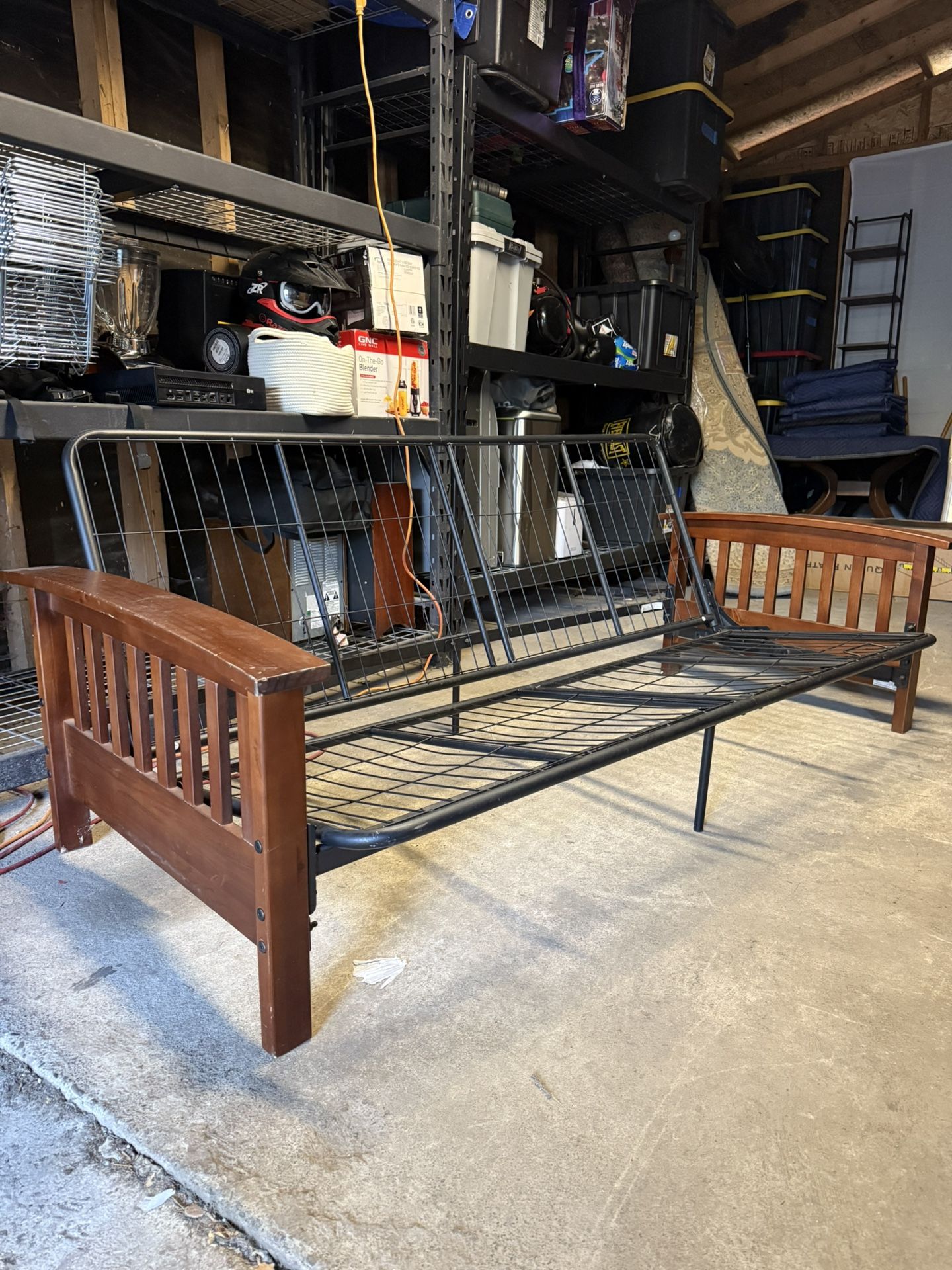 DHP Brixen Cherry Wood Arm Metal Futon Frame . Bed Frame