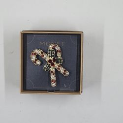 Monet Candy Cane Brooch