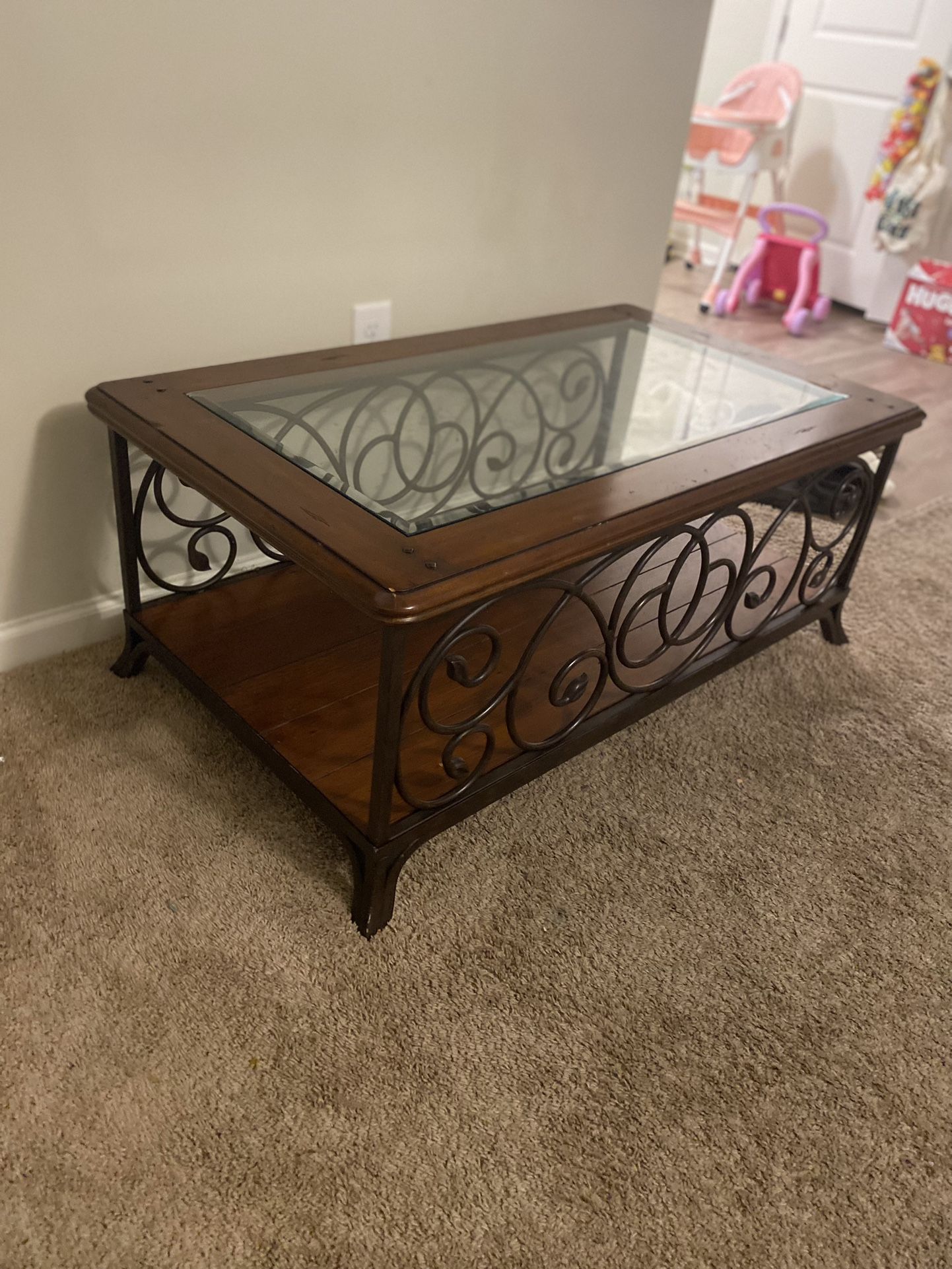 Glass Wood Tables $50