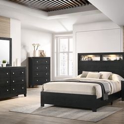 Brand New Queen Black Bookcase Bedroom! As Low As $55 Down With Acima!